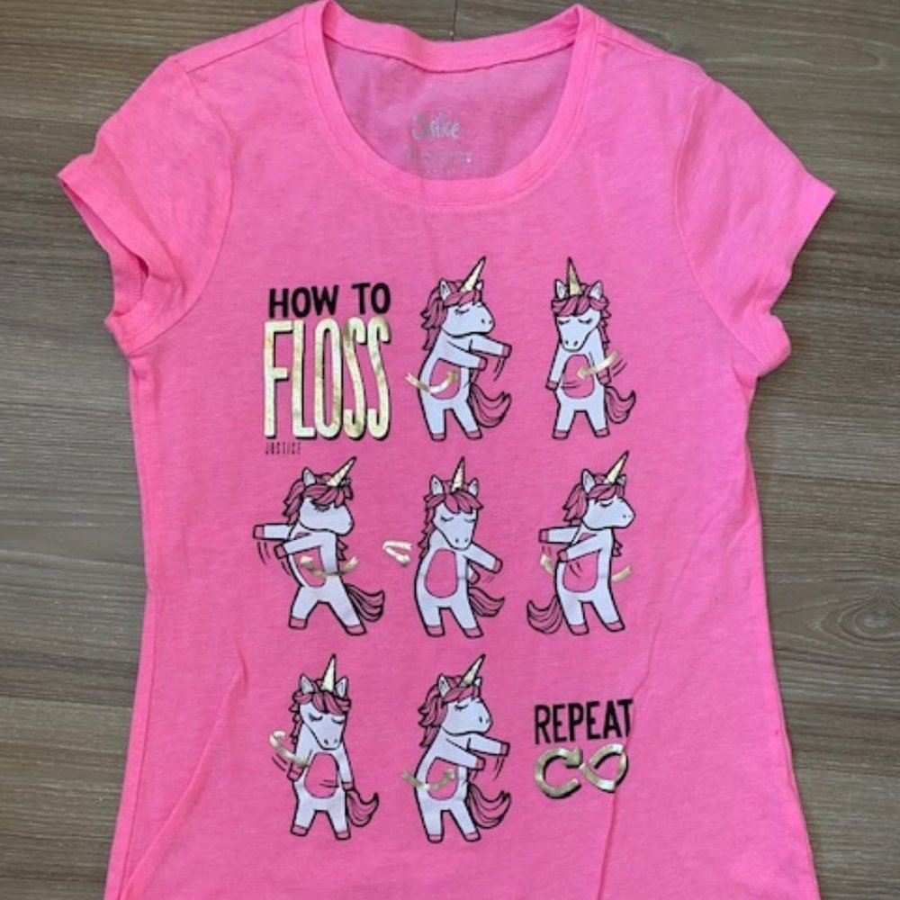 JUSTICE GIRL SHORT SLEEVED DECORATIVE SHIRT